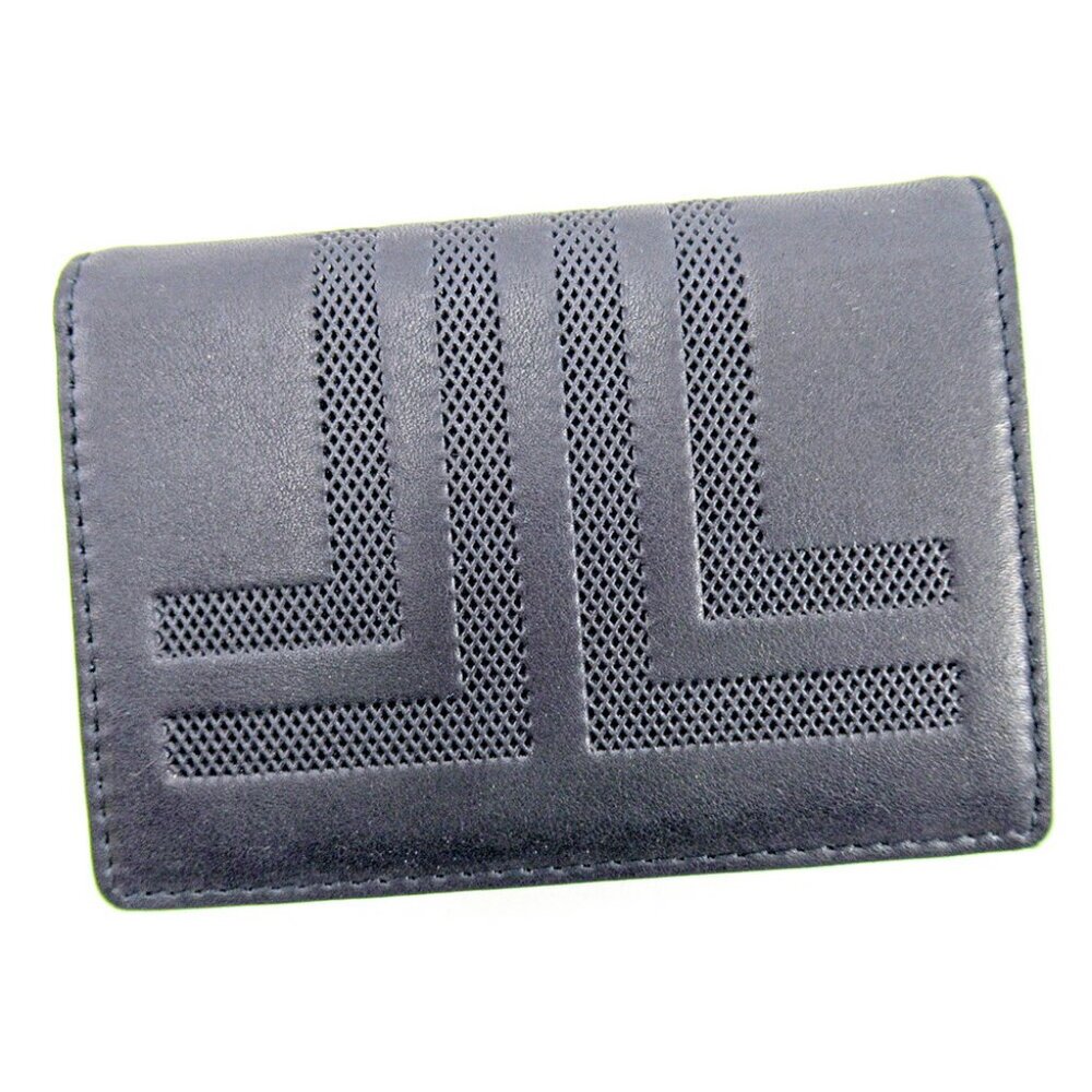 Authentic LANVIN Card Case Card Holder Women''s Navy Leather Sale used
